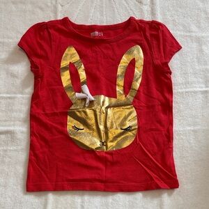 Crazy 8 Red Tee with Gold Bunny Motif